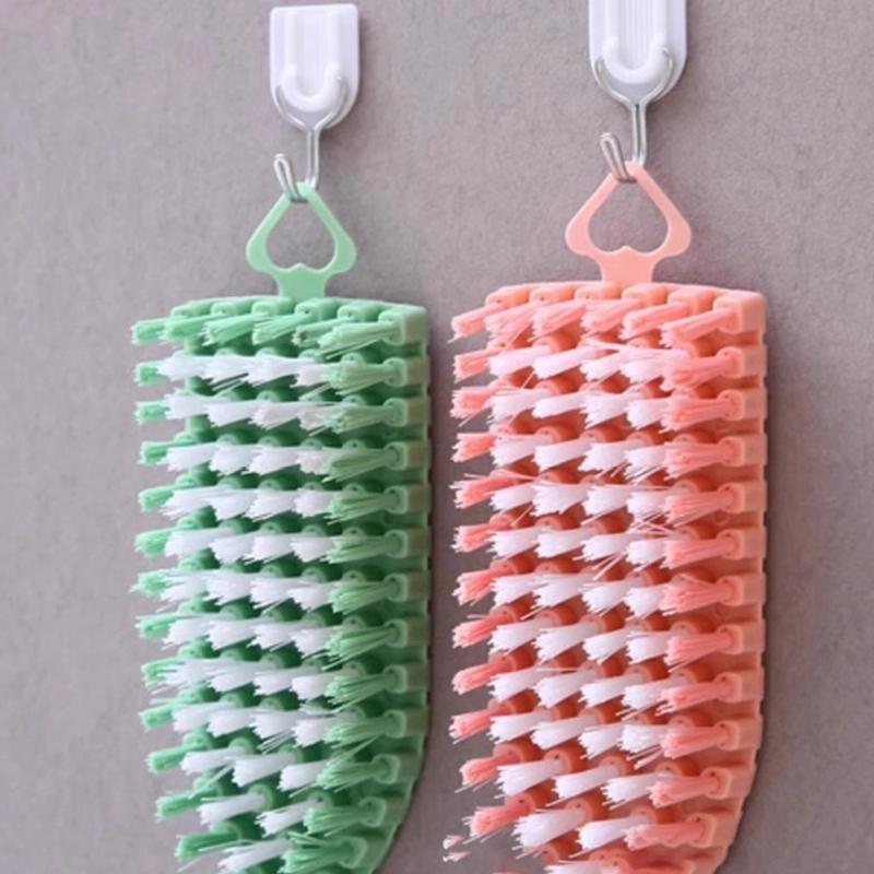 3Pcs Bendable Soft Bristled Brush Random Color Comfort Handle Design Deep Cleaning Tight Space Scrub Brush