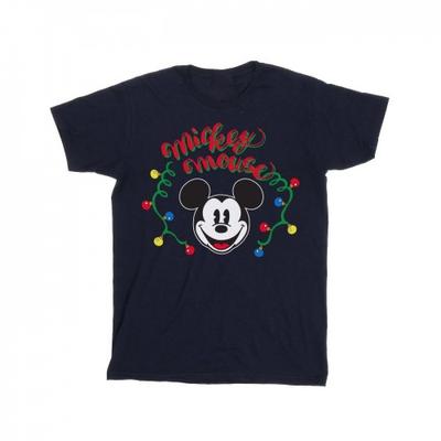 Camiseta masculina com lâmpadas de Natal do Mickey Mouse