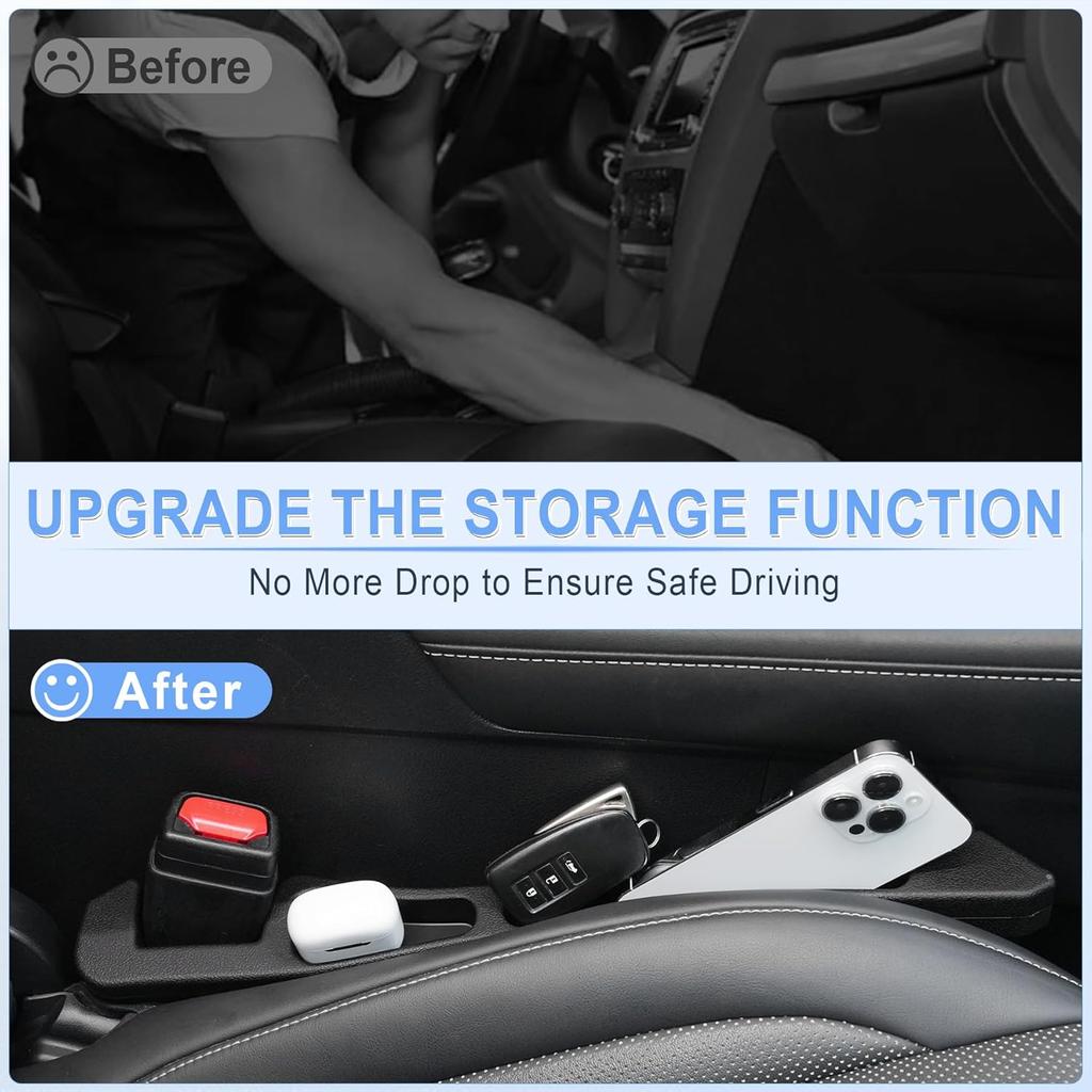 GaRhomxy 2PCS Car Seat Gap Filler Organizer, Universal Fit Gap Stopper For Cars SUV Truck, Prevent Drop Between Seat & Console, Anti-Slip Foam With