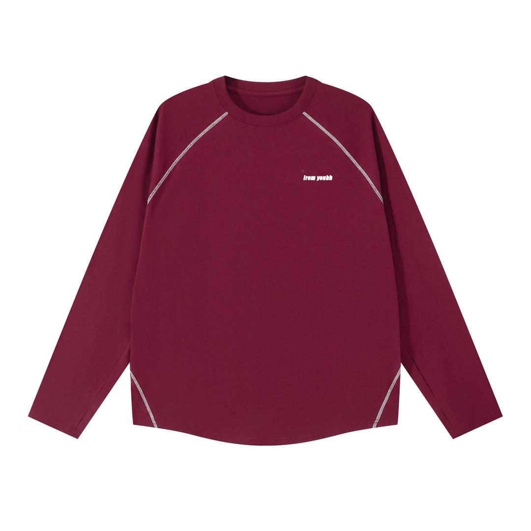 Men s Versatile Long Sleeve Casual T-Shirt – Spring/Autumn Round Neck M красный