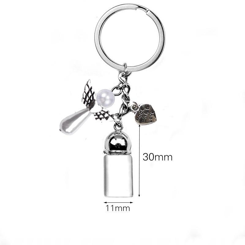 Chaveiro de Garrafa Vazia de Vidro Pingente Transparente Frascos de Óleos Essenciais Perfume Mini Garrafa dos Desejos Chaveiro Para Artesanato DIY