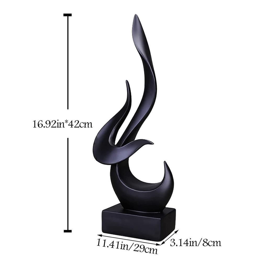 Home Décor Fire Shape Table Decorating Matte Finish Ceramic Figures - (Black)