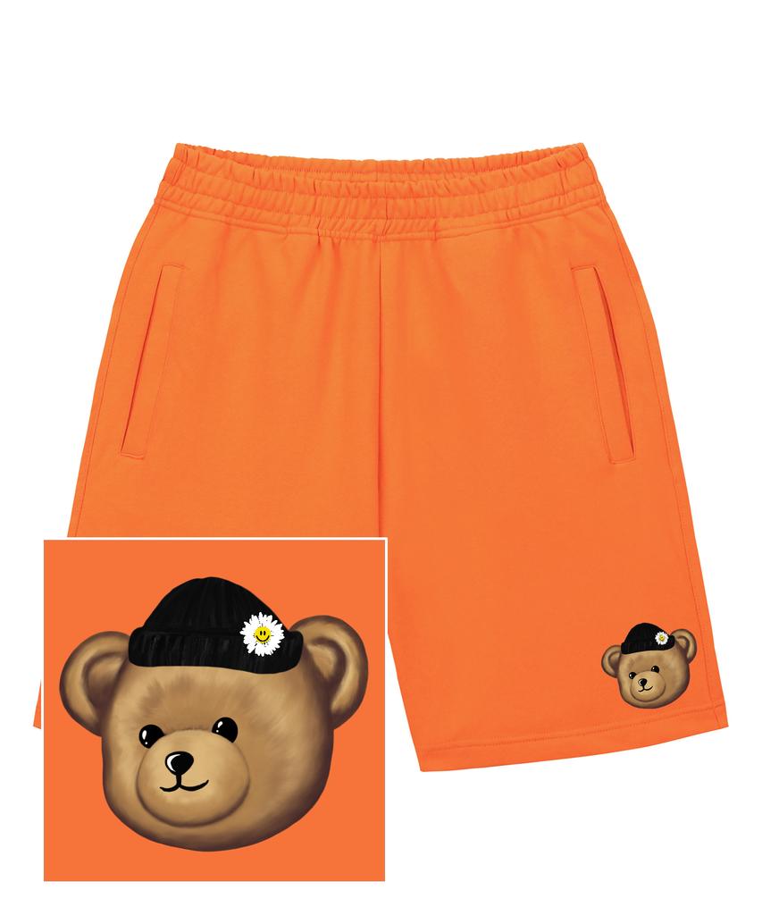 TRIPSHION Beanie Bear Logo Sweat Half Pants - Orange