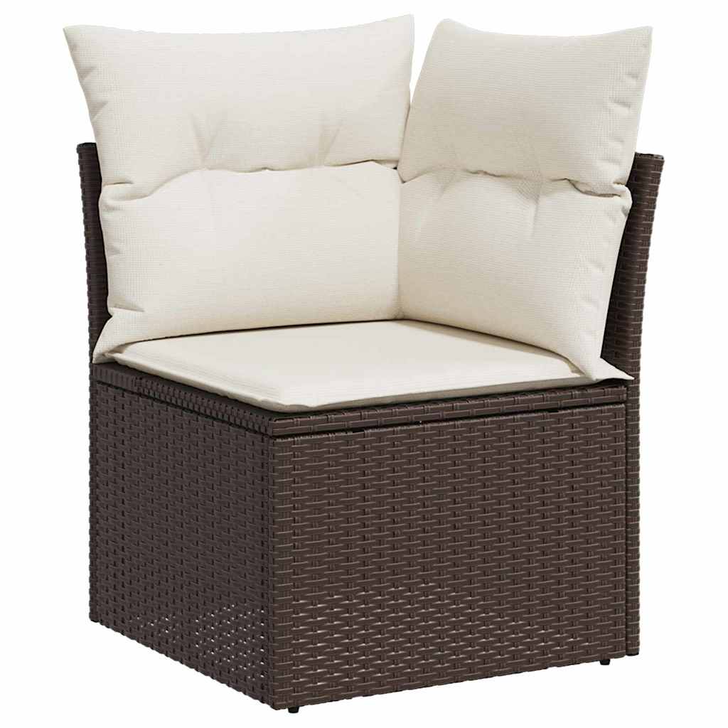 Garden Sofa Set with Cushions 4 pcs Brown Poly Rattan