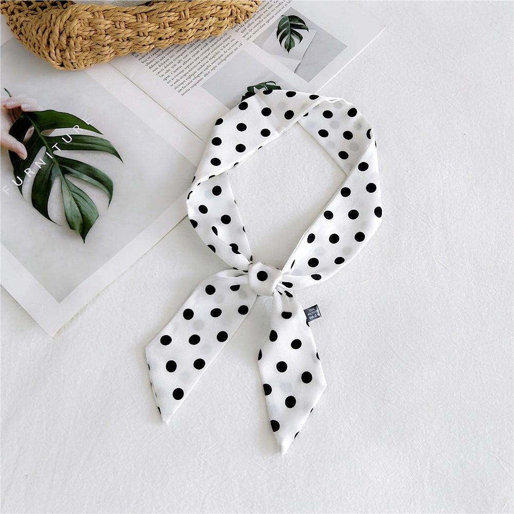 New Polka Dot Small Scarves Women'S Spring Styles Fashionable And Versatile Autumn And Winter Long Bags Wrist Scarves Decoration