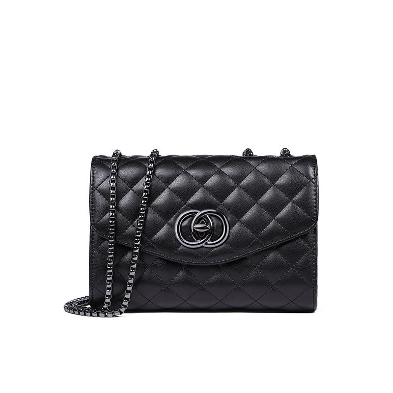 All-match New Genuine Leather Small Fragrance Diamond Chain Bag Fashionable Shoulder Bag Crossbody Bag