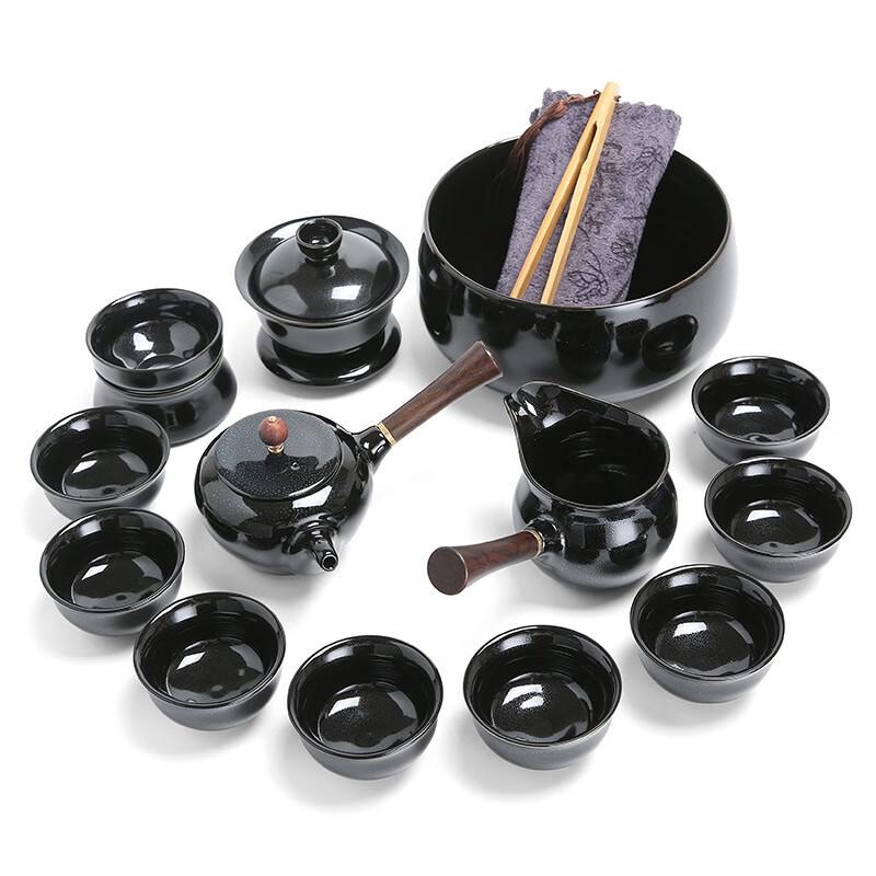 

Jianzhan Kiln Glazed Ceramic Tea Set