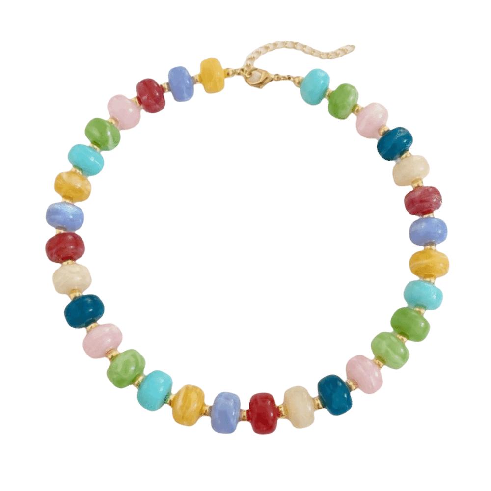 Gold Beads Colorful Resin Beads Necklace Acrylic Neck Accessory Ethnic Style Chain Necklace Party