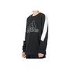 Adidas Striped Print Large Logo Crew Neck Sweatshirt Men Tops Black HK4539
