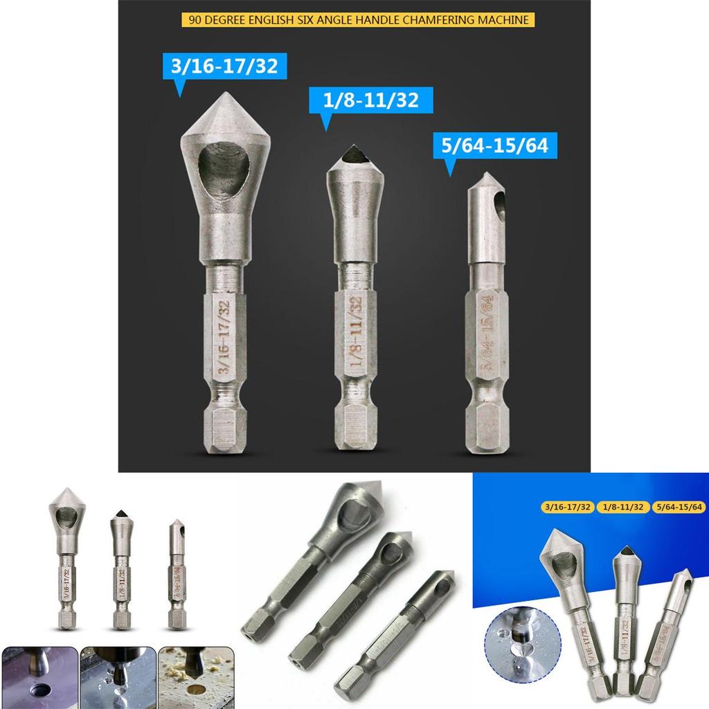 Versatile 3pcs Countersink Drill Bit Set With Smooth Surface And Hex Shank Design