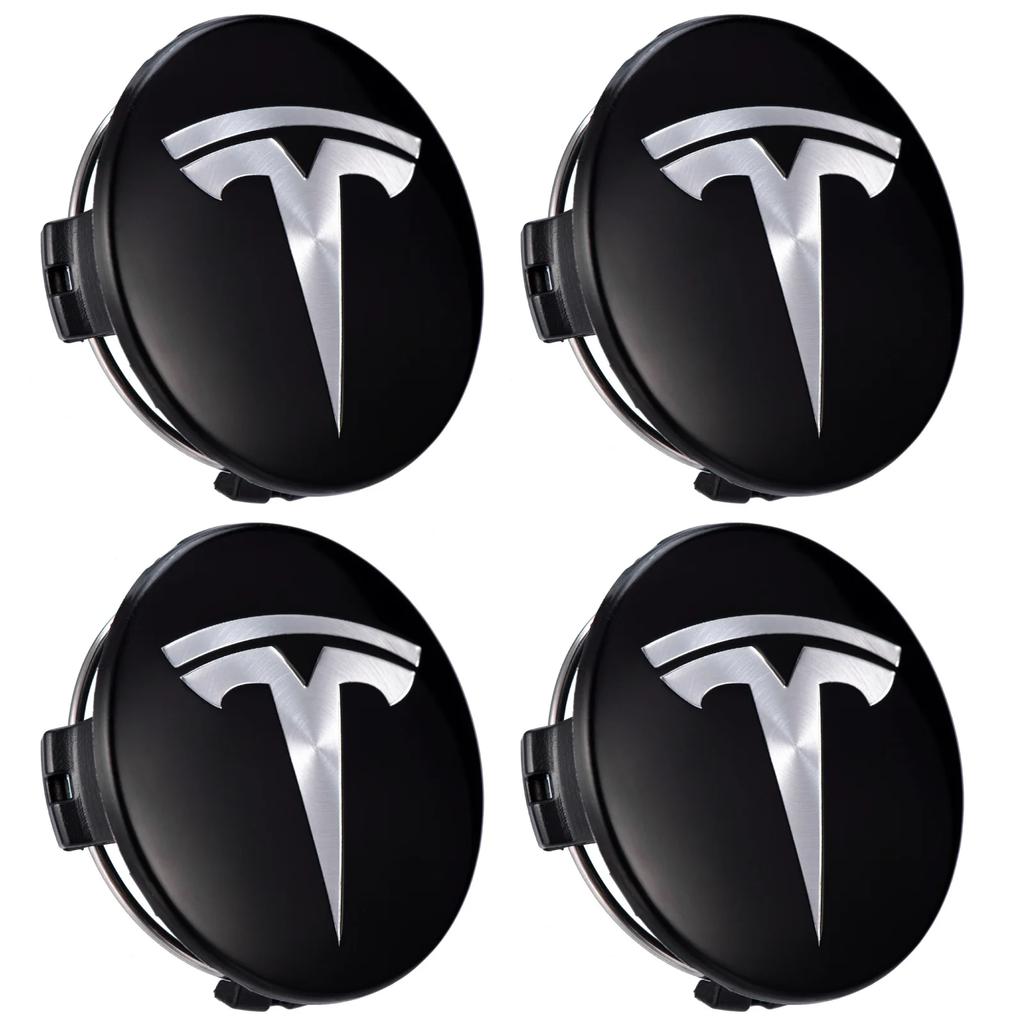 Bilklistremerke Tesla 56 mm 4 stk Gjelder for Teslas originale felgdeksel Model3 Model Y Model S X felgdeksel senterhette dekk lo