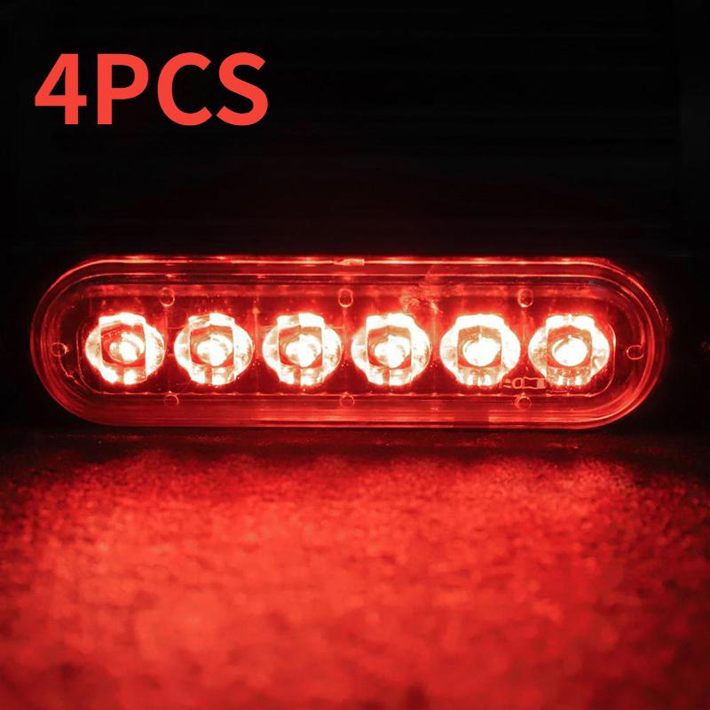 4PC 12LED High Light Truck Side Warning Light Emergency Light Amber Constant Warning Super Bright Side Warning Lamp Assembly 12V