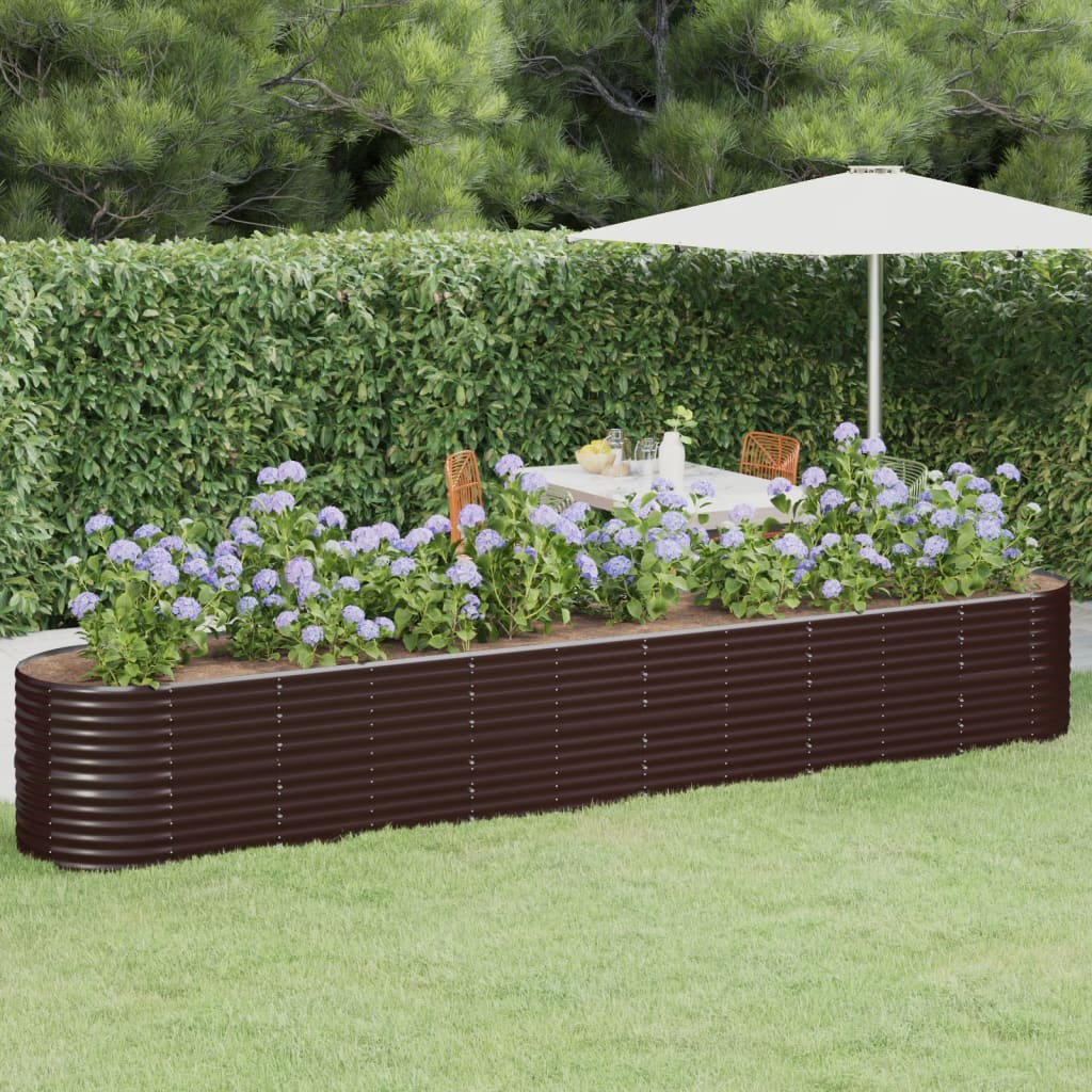 Raised Garden Bed Galvanized Steel 440 X 80 X 68 Cm Brown