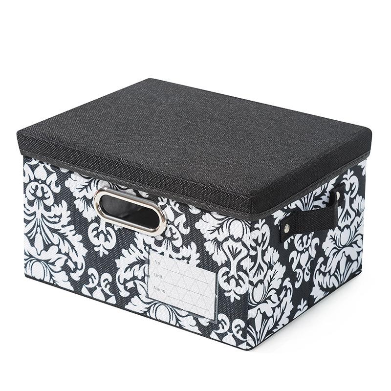

European Style Clothing Storage Sundries Organizer Printed Boxes with Lid Foldable Closet Bins for Clothes Toys Desktop Sundries 1PC-S-29x22x17cm чёрный