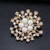 Large Rhinestone Pearl Snowflake Brooches Christmas Snow Brooch Crystal Pin Women Fashion Jewelry
