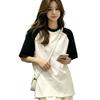 Ladies' Black White Contrasting T-shirt Women's Round Neck Short Sleeved Blouse Summer New Korean Loose Versatile Top