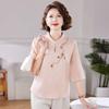 Chinesischer Stil Mandarin-Kragen Bluse Damen Halbarm Bestickt Chiffon Lässig Elegant Oberteil