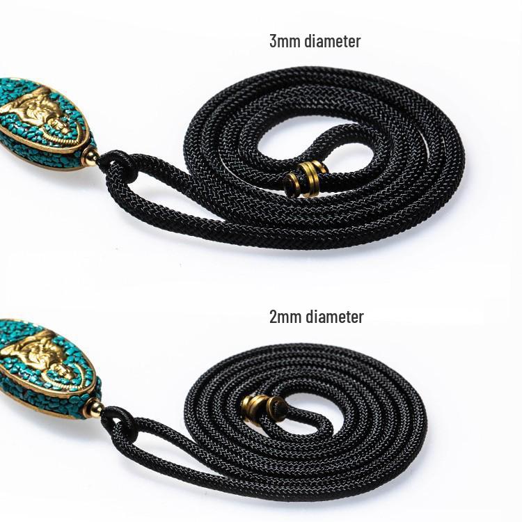 Handmade Adjustable Black and Red Woven Copper Pendant Necklace for Men and Women