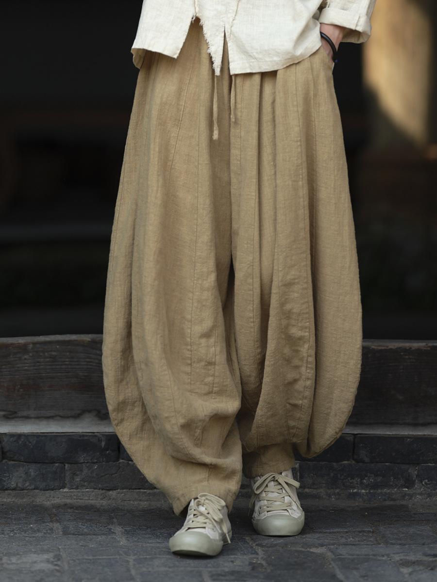 

Johnature Женские винтажные высококачественные шаровары, однотонные свободные осенние брюки с эластичной резинкой на талии One Size