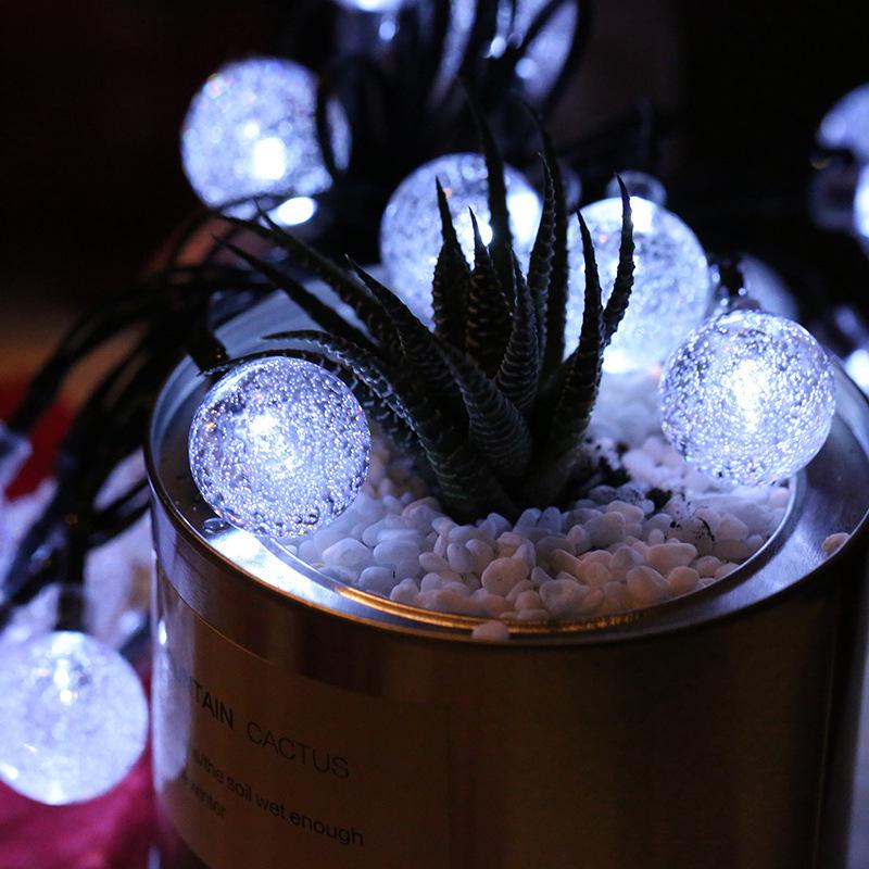 Solar-Powered Crystal Ball LED String Lights for Outdoor Camping and Tents
