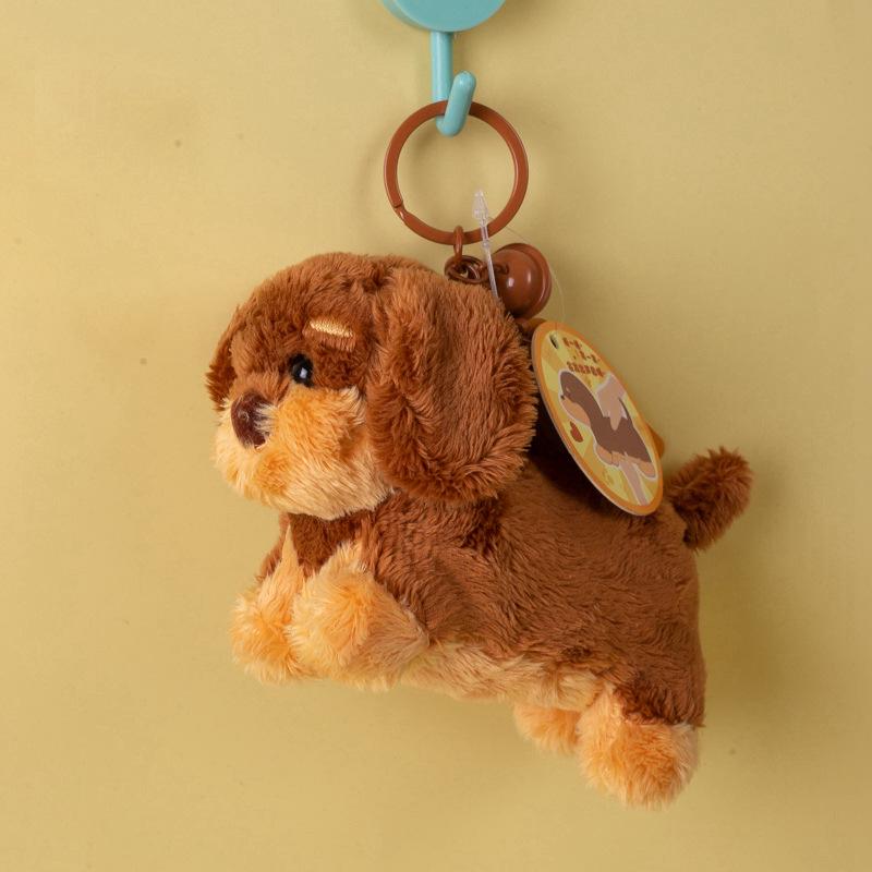 Cartoon Dachshund Plush Toy Camera-Style Keychain Backpack Accessory