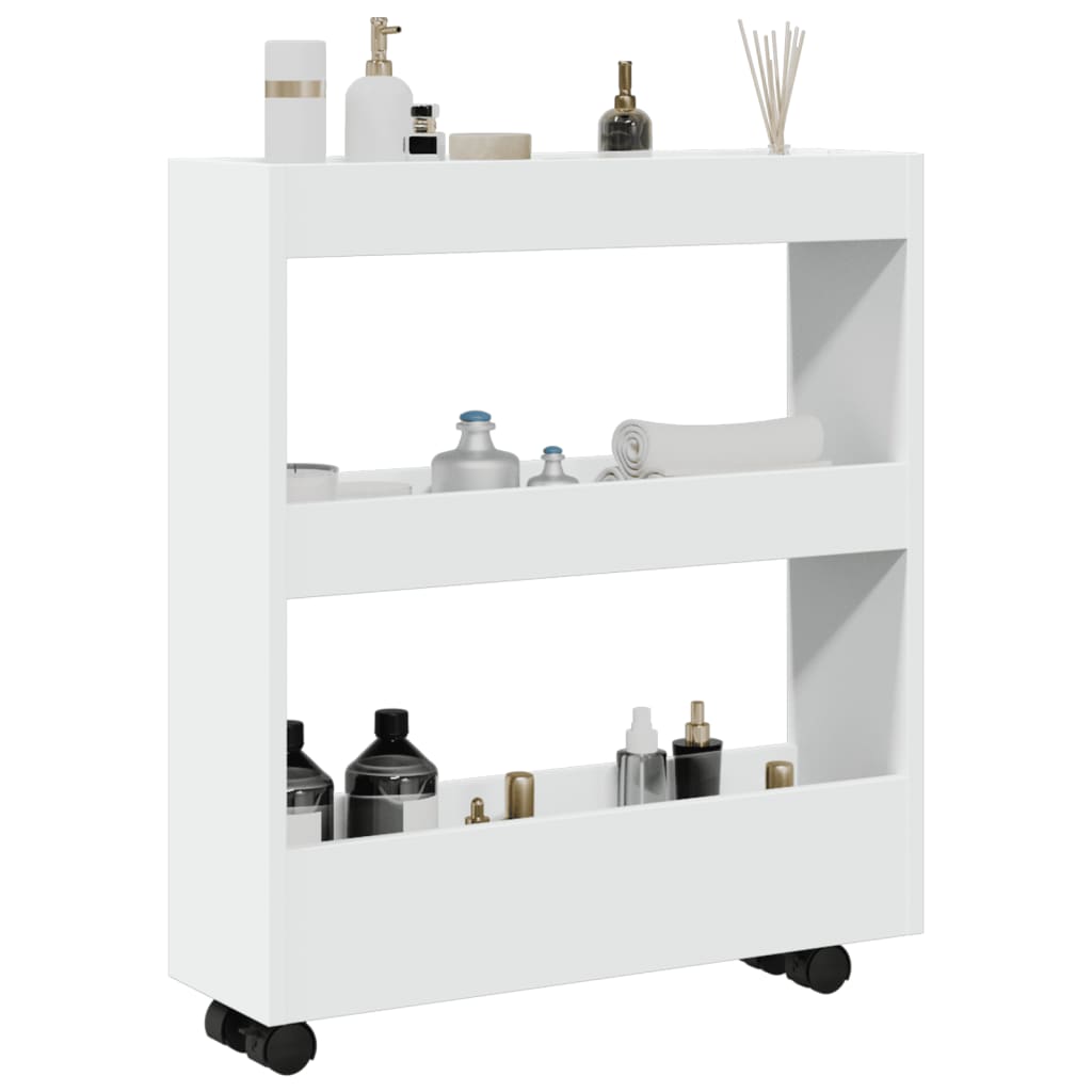 Narrow 3-storey Bathroom Storage Cart, Sofa Side Storage Shelf, Hallway Shelf, 60x18x70cm