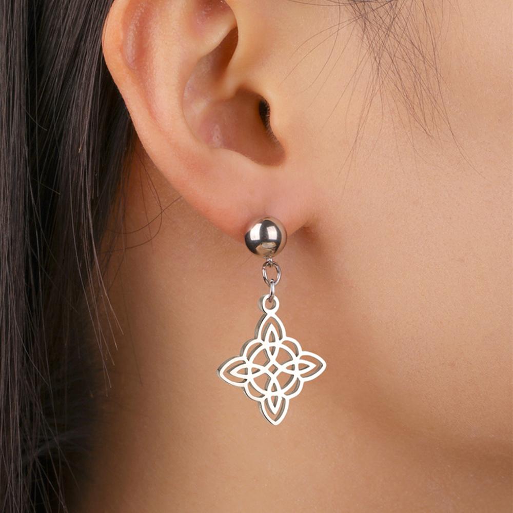 My Shape Witches Knot Earrings Stainless Steel Stud Earrings Women Witchcraft Drop Earrings Jewelry Celtics Irish Knot Amulet