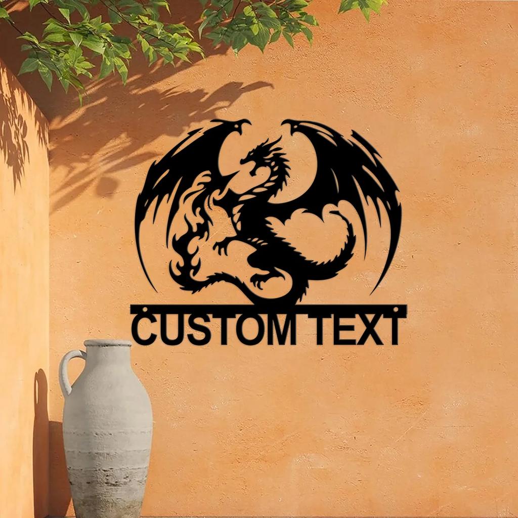 Metal Dragon Wall Art, Gothic Fantasy Decor, Mythical Creature Sign, Dragon Lover Gift, Home Room Decoration