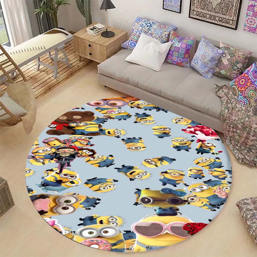 Classic Minions Circular Rug Lovely Character Pattern Round Floor Mat For Children Bedroom Living Room Home Decorative Carpet