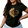 Sunflower Butterfly Womens TShirt  Cotton Funny Graphic Short Sleeve Tee Novelty Shirt Casual Crew Neck Top SXl