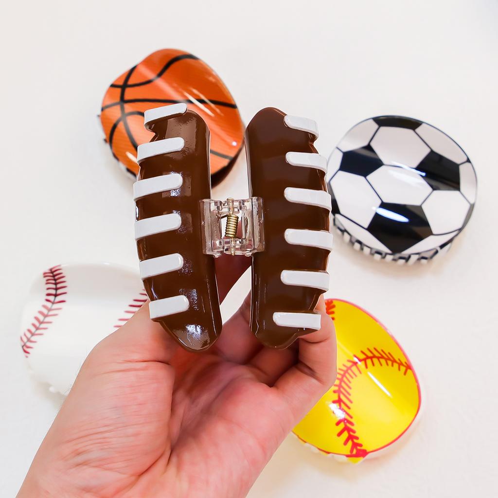 Y2K Acrylic Large Hair Clip Fashion Shark Clips Basketball Football Rugby Girls Hair Claw Hair Accessories for Women