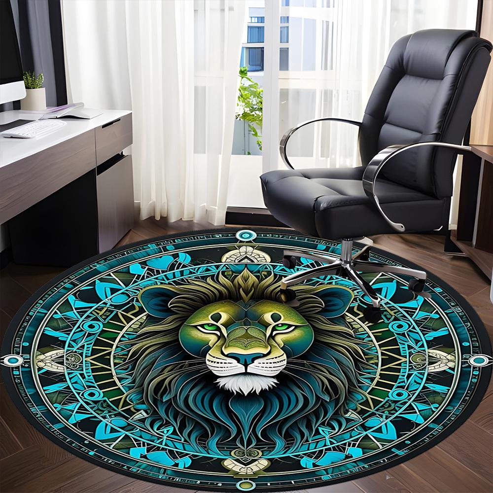 1pc Lion Mandala Artwork Chair Carpet for Office, Soft, Non-Slip Polyester Mat, Office, Entryway, Living Room, Bedroom, yy251207245