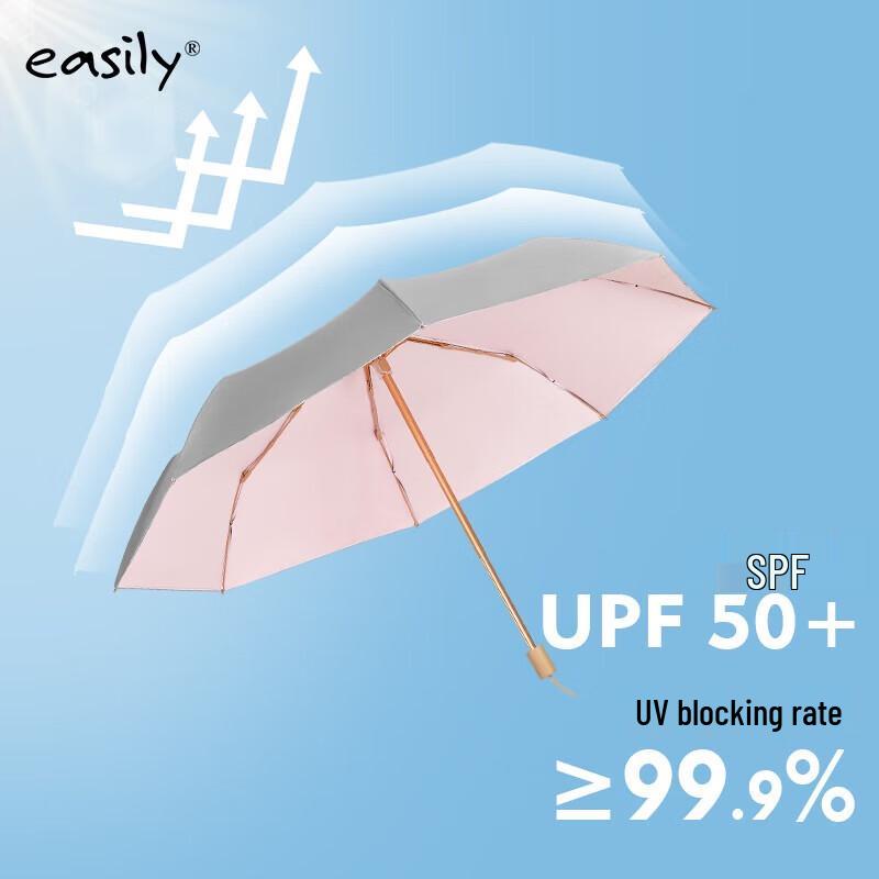 3-Fold Wooden Handle UV Protection Sun Rain Umbrella
