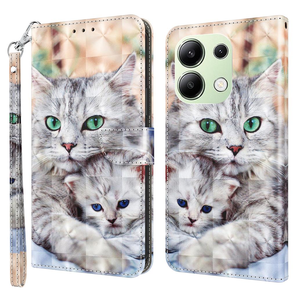 For Xiaomi Redmi Note 13 4G Leather Case 3D Pattern Printing Phone Wallet Cover