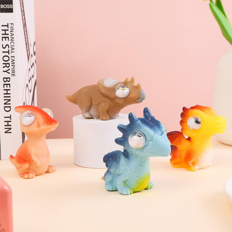 Creative Protruding Eye Dinosaur Soft Rubber Squeeze Toy Fun Stress Relief Toy For Boys & Girls Children s Holiday Brithday Gift