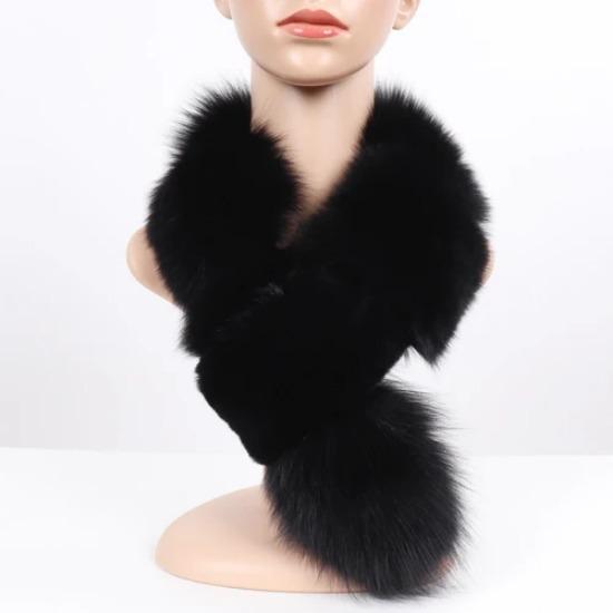 New Winter Lady Natural Real Fox Fur scarves Women Warm Fluffy Luxury Genuine Fox Fur Mufflers With Rex Rabbit Fur Scarf