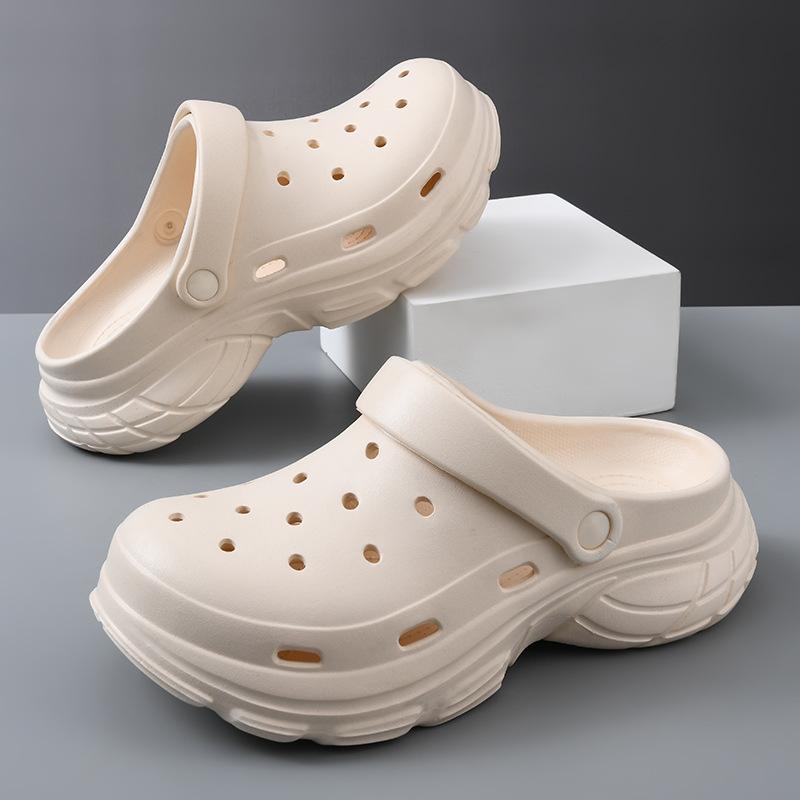 Hole shoes men's new summer outer wear non-slip wading cold slippers thick-soled two-wear slippers