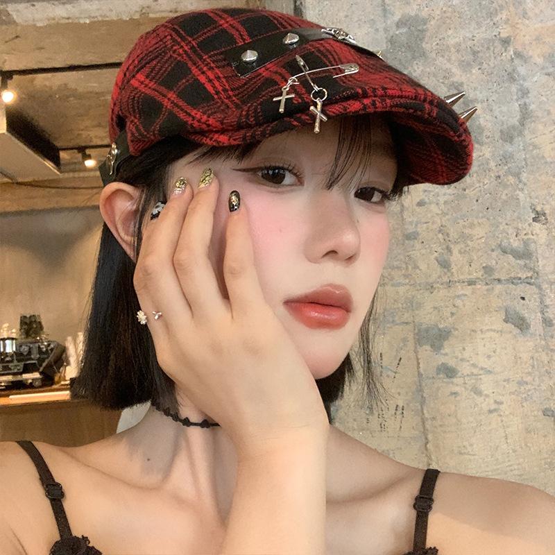 Designer Grid Rivet Forward Hat Women'S Retro Fashion Culture Beret Hat Duck Tongue Men'S Sunshade Hat