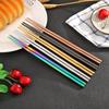 1Pair Chinese/Korean Chopsticks Non-Slip Stainless Steel Chop Sticks Reusable Food Sticks Kitchen Sushi Sticks Tableware
