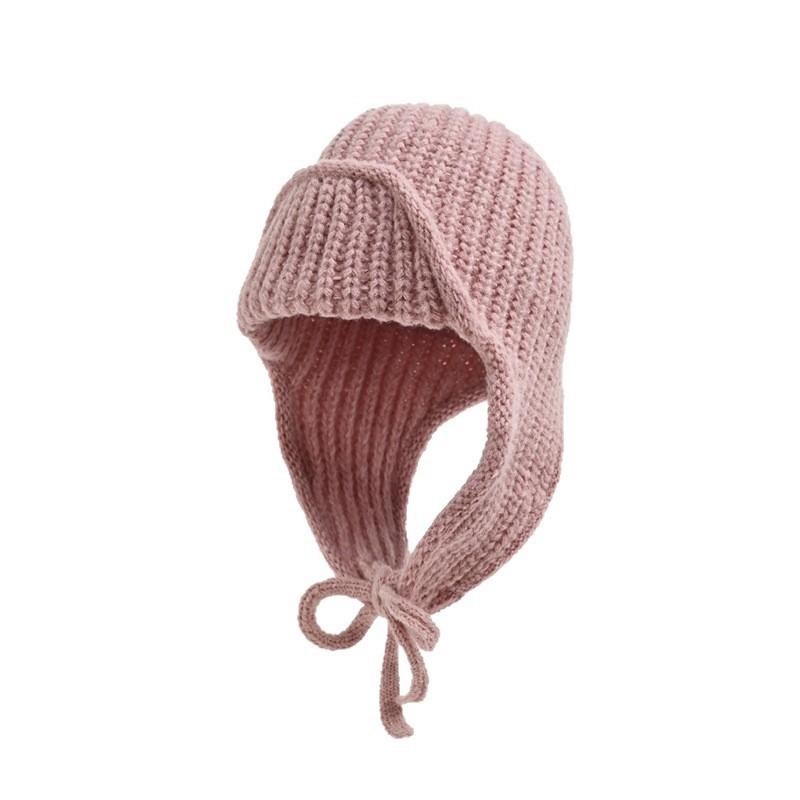 Autumn and Winter Extended Ear Protection Wool Hat, Female Cycling, Cycling Lace-up, Cold-proof and Warm, Showing the Face, Small Bag Head Knitted Hat
