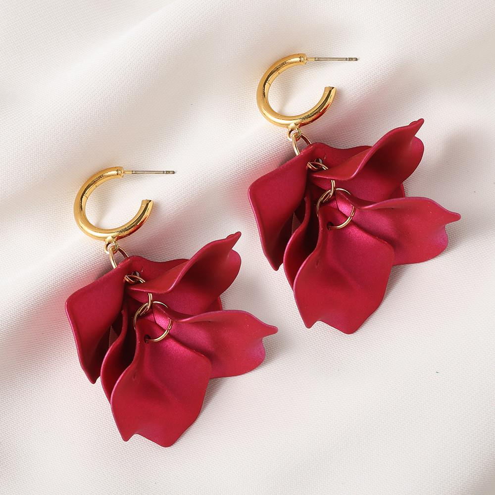 Pinkdudu Modische Rosenblütenblatt-Hängeohrringe Harz Perlmuttglanz Blumenohrringe Damen Schmuck PD2386