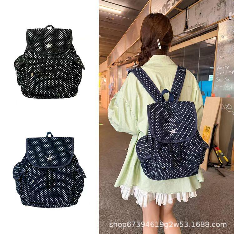 Schoolbag polka dot strap 1011 new backpack college style college student commuting daily niche leisure travel small backpack