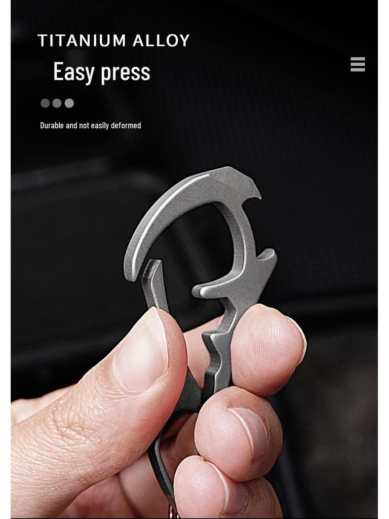 Titanium Alloy Keychain: Multifunctional Pry Bar, EDC Mini Tool, Bottle Opener, Car Key Hanger.