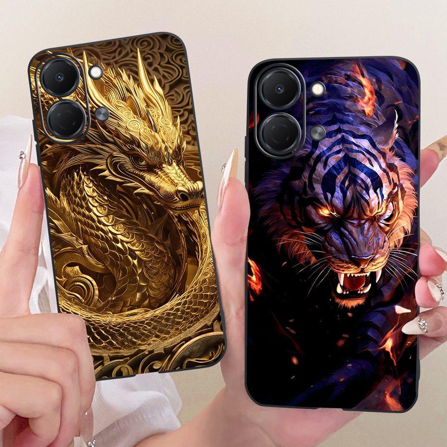 For Tecno Spark GO 3 KN3 Phone Case Soft Matte Silicone Cover Butterfly Dragon Cat Floral Design Bumper On Saprkgo GO3 Fundas
