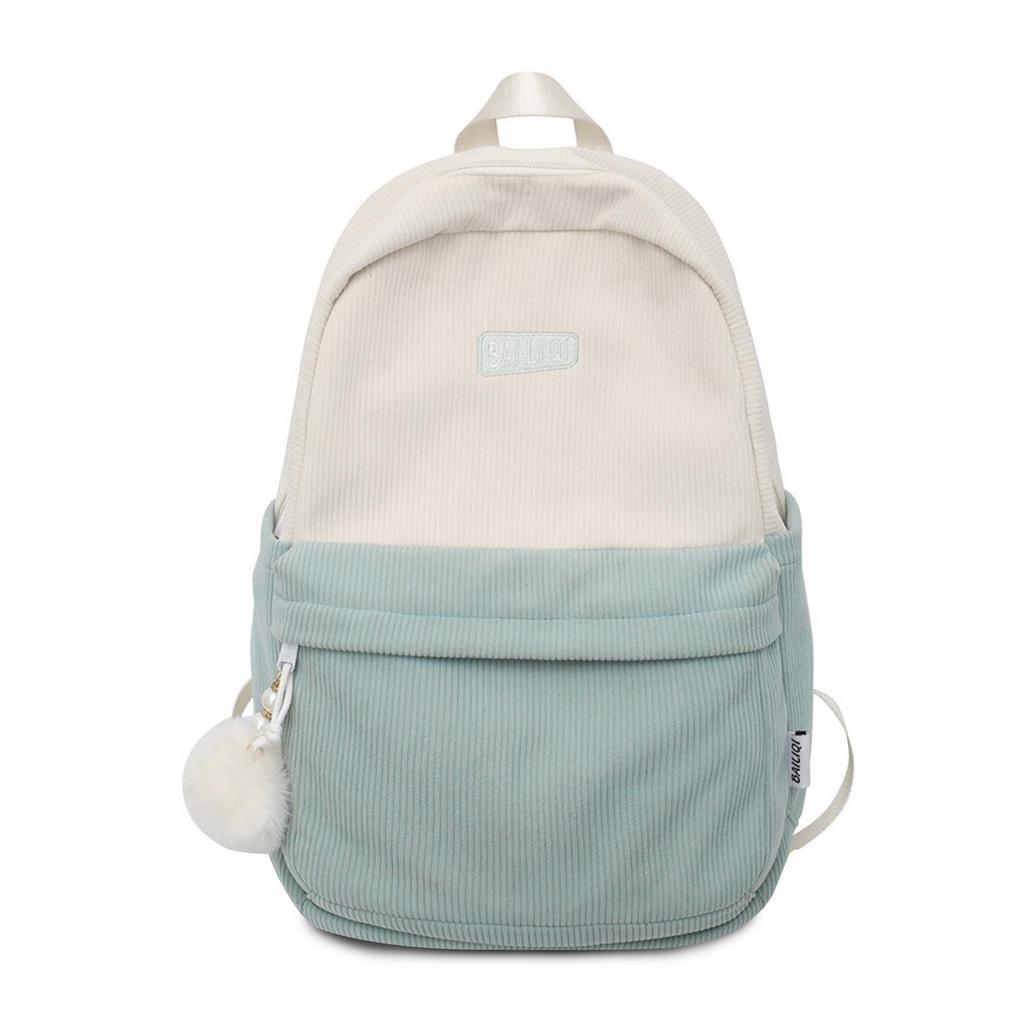 FANDARE Korean Women's Corduroy Backpack, Large Capacity, Lightweight, Popular School Backpack, Unisex, for High School and Middle School Girls,