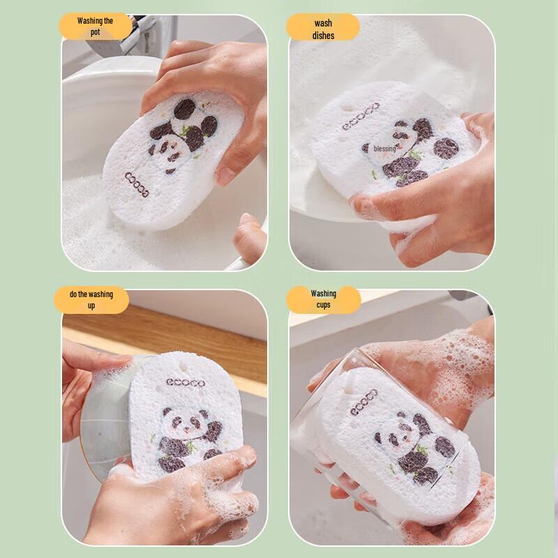 ecoco Co Panda Wood Pulp Dish Sponge Set