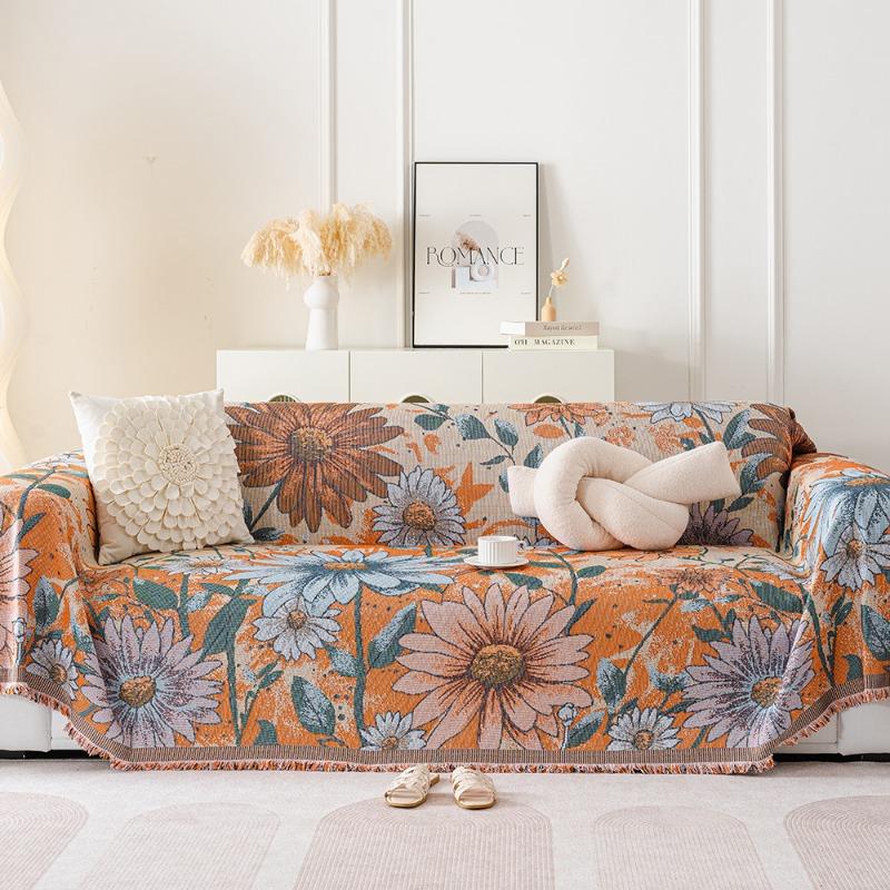 Nordic style sofa cushion, universal in all seasons, summer seat cushion towel, straight row cover cover cloth towel, backrest blanket