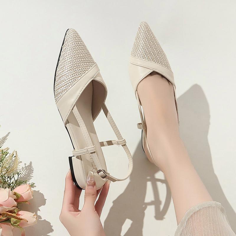 Women Sexy Chunky Heel Shoes Women Summer Pointed Toe Dress Slippers Designer  New Party Pumps Walking Femme Zapatos Slides