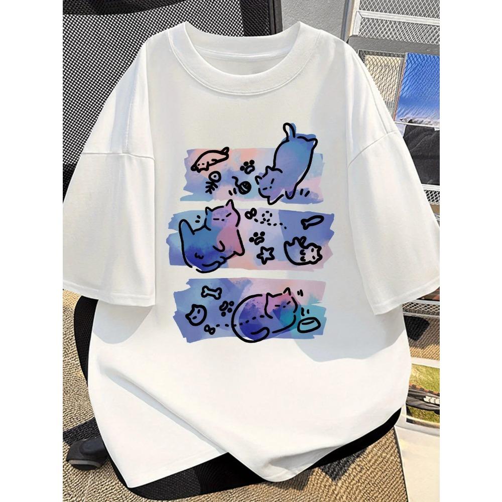 

Kitten trend personalized printing pure cotton short-sleeved T-shirt men s summer trend brand men s S