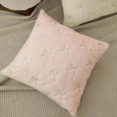 Throw Pillowcase Bowknot Pattern Hidden Zipper Wrinkle Resistant Pillow Cover Bedroom Living Room  Cushion Cover Sofa Home Decor